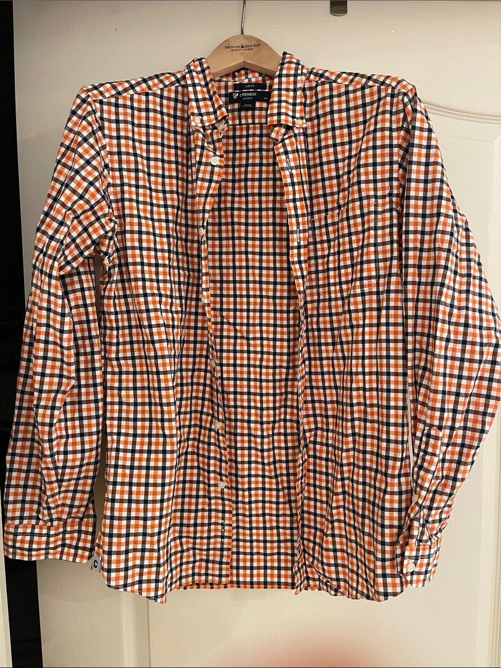 Daniel Cremieux Orange, Navy & White Checked Button-Down Shirt